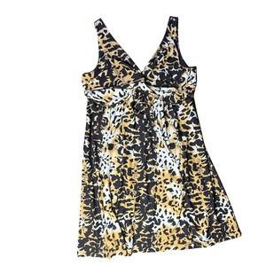 Cato Animal Print Sleeveless Dress Womens Large V-Neck Party Casual